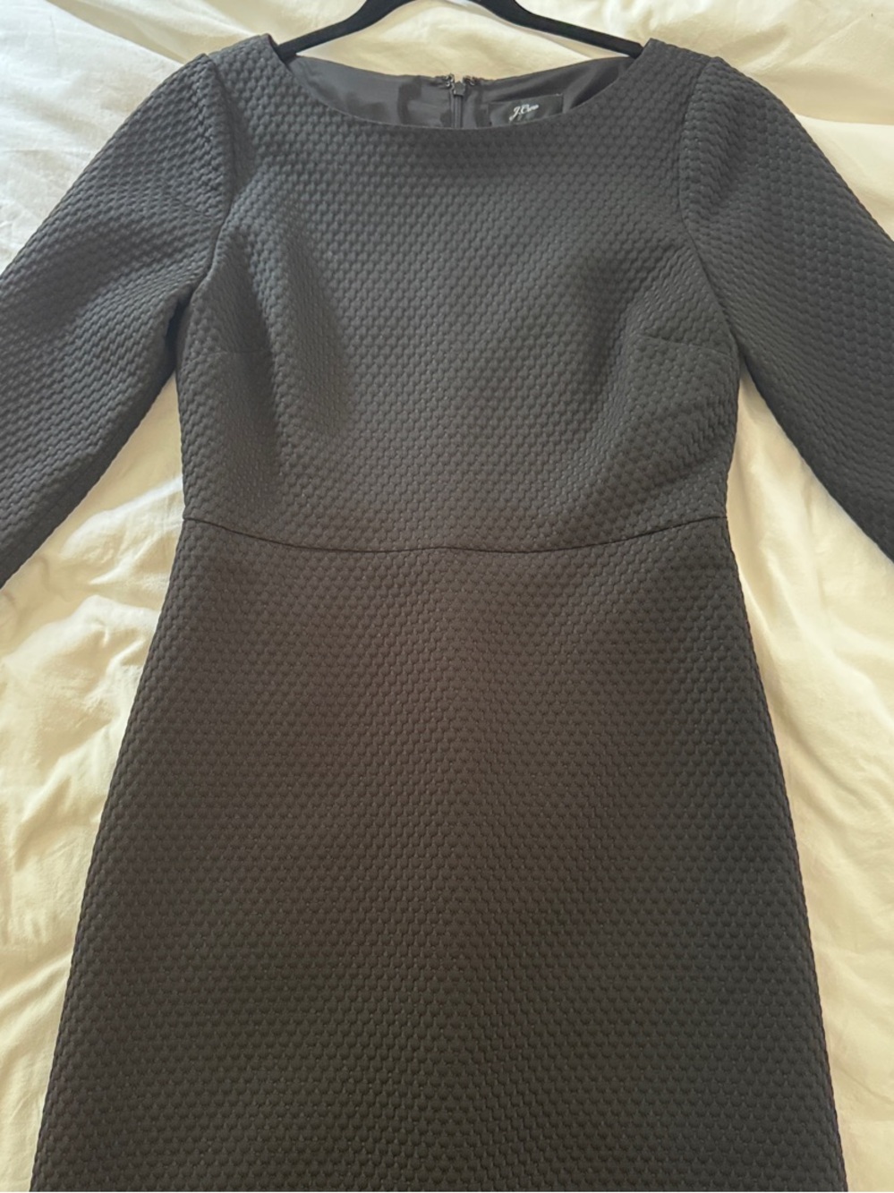 J. Crew Black Textured Long-Sleeve Sheath Dress